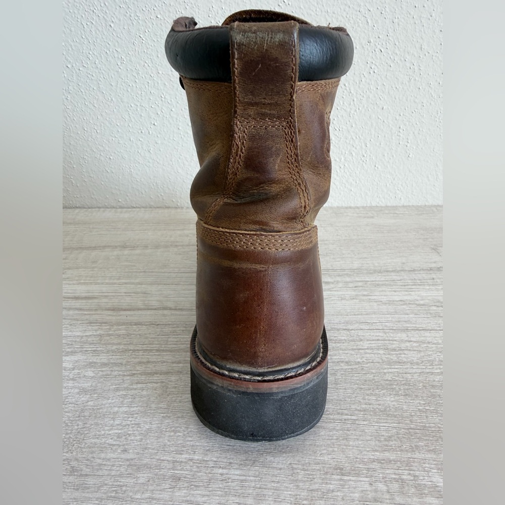 Justin Mens Pulley Brown Steel Toe Lace Up Western Work Boots SE682 size 6D - Picture 7 of 15